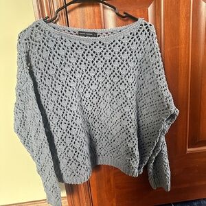Open Stitch, Crocheted Crop Sweater. Large fits like a Medium. Grayish purple.